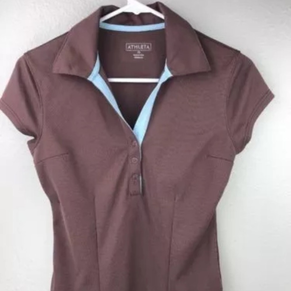 Athleta brown polo golf shirt xs
